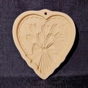 Vintage Brown Bag Cookie Mold Heart Shaped Tulip Flowers Hill Design Inc. 1989
